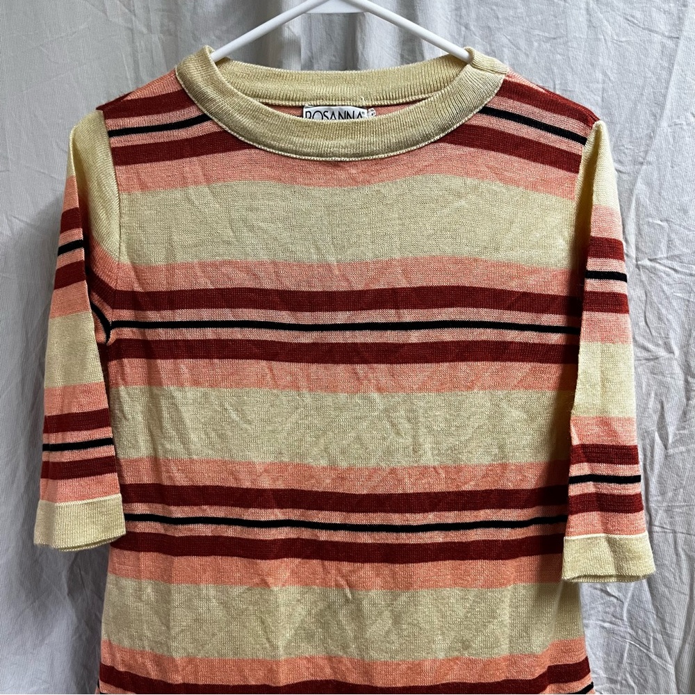 Vintage Rosanna Sweater Large Tie Bottom Front USA Made Lightweight